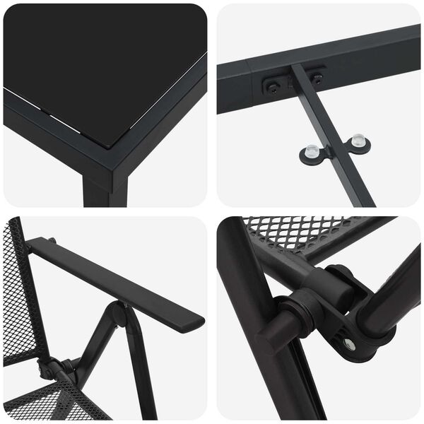 vidaXL Σέτ φαγητού για κήπο Πτυσσόμενος 5 pcs Ανθρακί Ατσάλι