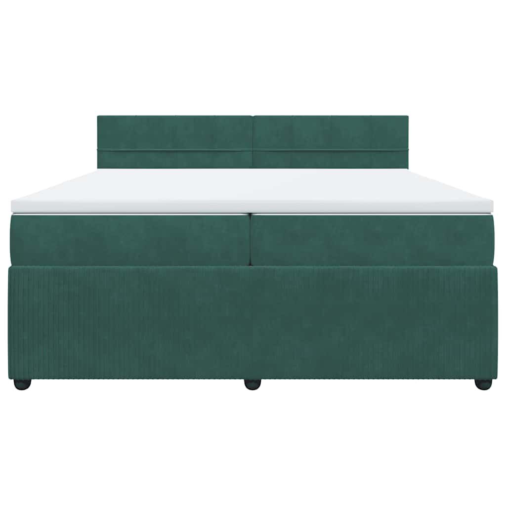 vidaXL Κρεβάτι Boxspring με Στρώμα Σκούρο Πράσινο 200x200εκ. Βελούδινο
