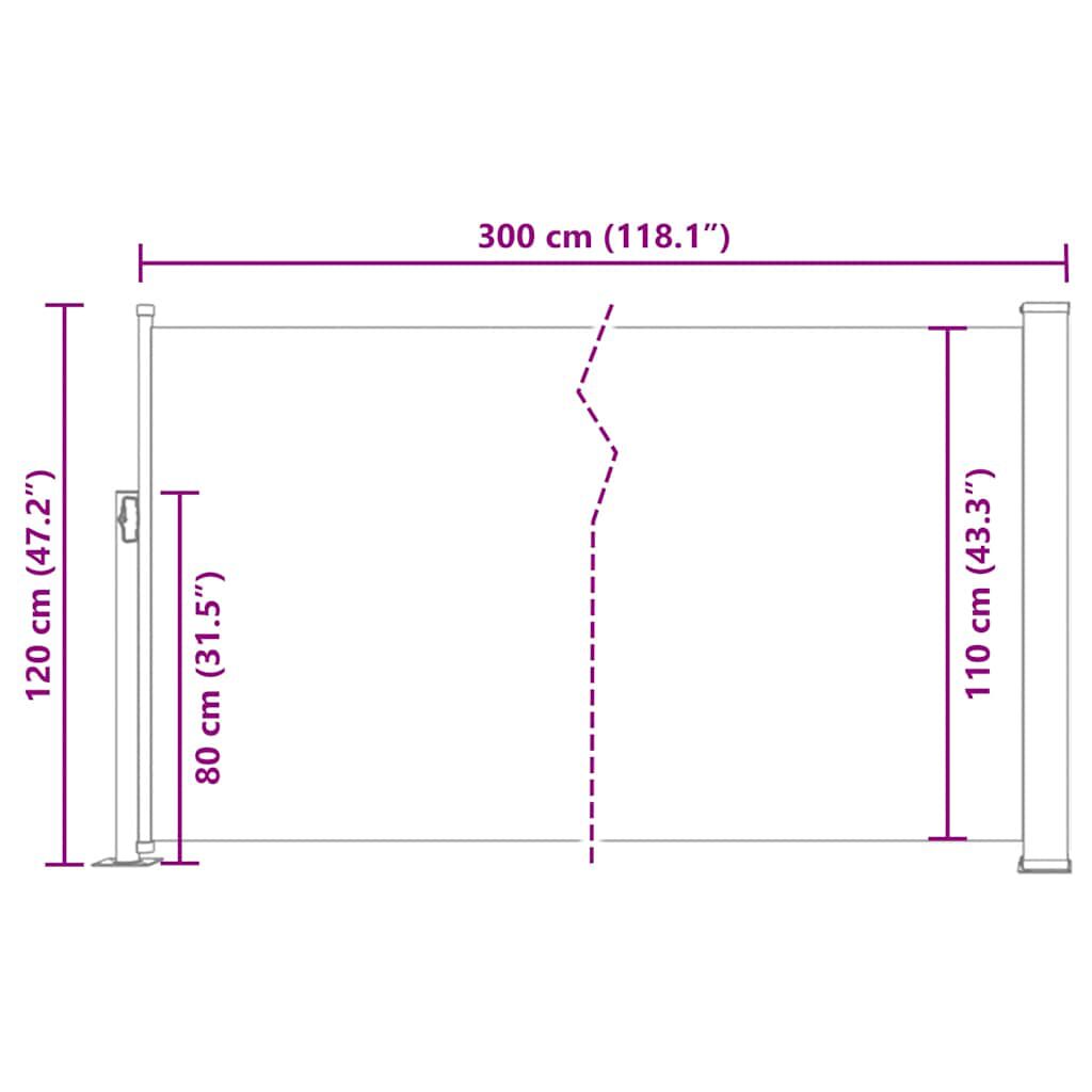 vidaXL Σκίαστρο Πλαϊνό Συρόμενο Μπλε 120 x 300 εκ.