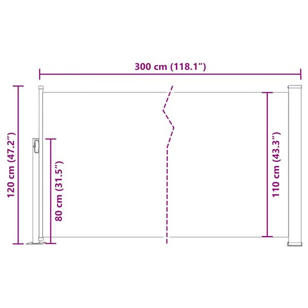 vidaXL Σκίαστρο Πλαϊνό Συρόμενο Μπλε 120 x 300 εκ.