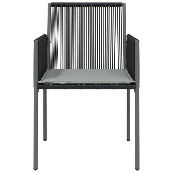vidaXL Καρέκλες Κήπου 6 τεμ. Μαύρο 54x60,5x83,5 εκ Συνθ. Ρατάν&Μαξιλ.
