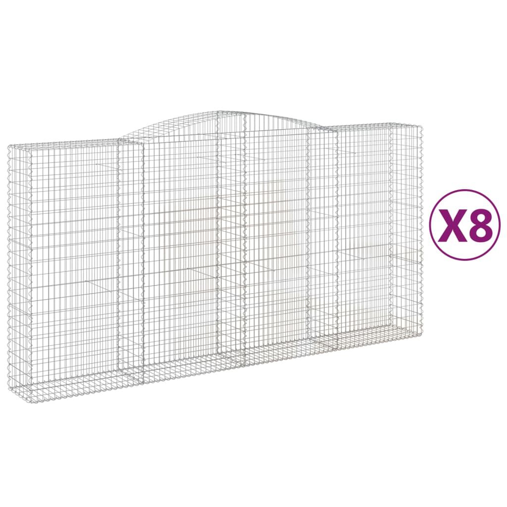 vidaXL Συρματοκιβώτια Τοξωτά 8 τεμ. 400x50x200/220 εκ. Γαλβαν. Ατσάλι