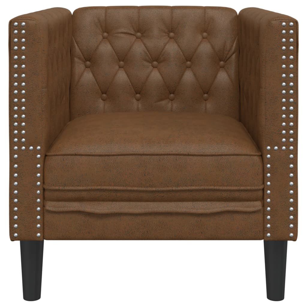vidaXL Πολυθρόνα Chesterfield Καφέ από Συνθετικό Καστόρι