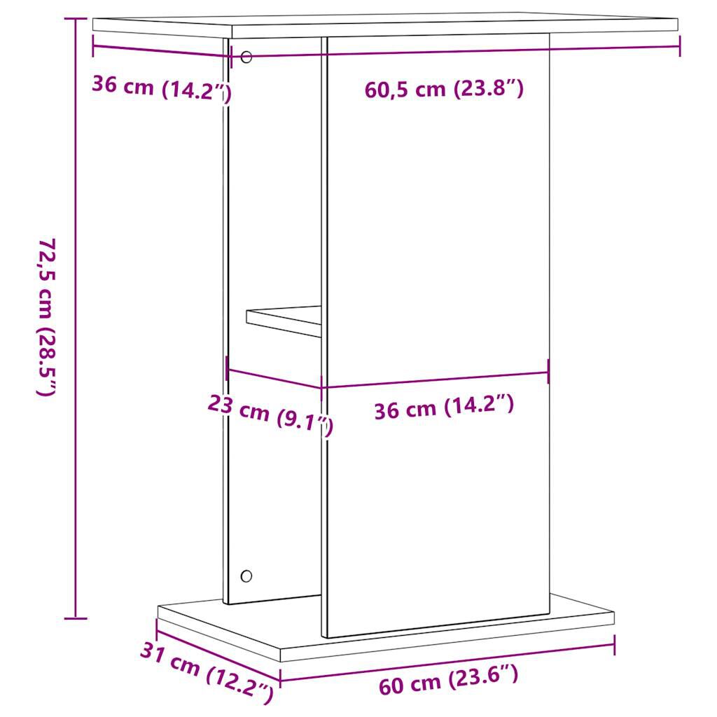 vidaXL Βάση Ενυδρείου Όψη Παλαιού Ξύλου 36x60,5x72,5 εκ. Επεξ. Ξύλο
