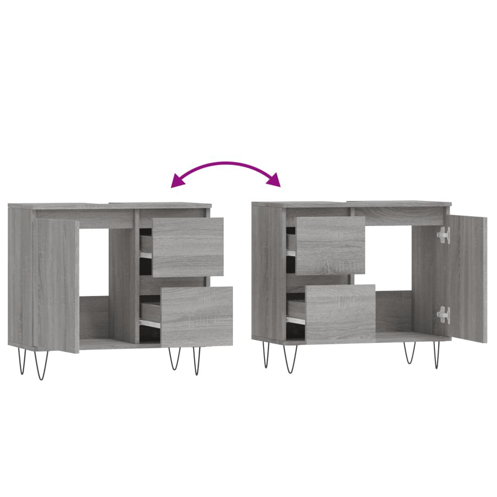 vidaXL Ντουλάπι Μπάνιου Γκρι Sonoma 65x33x60 εκ. Επεξεργασμένο Ξύλο