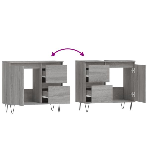 vidaXL Ντουλάπι Μπάνιου Γκρι Sonoma 65x33x60 εκ. Επεξεργασμένο Ξύλο