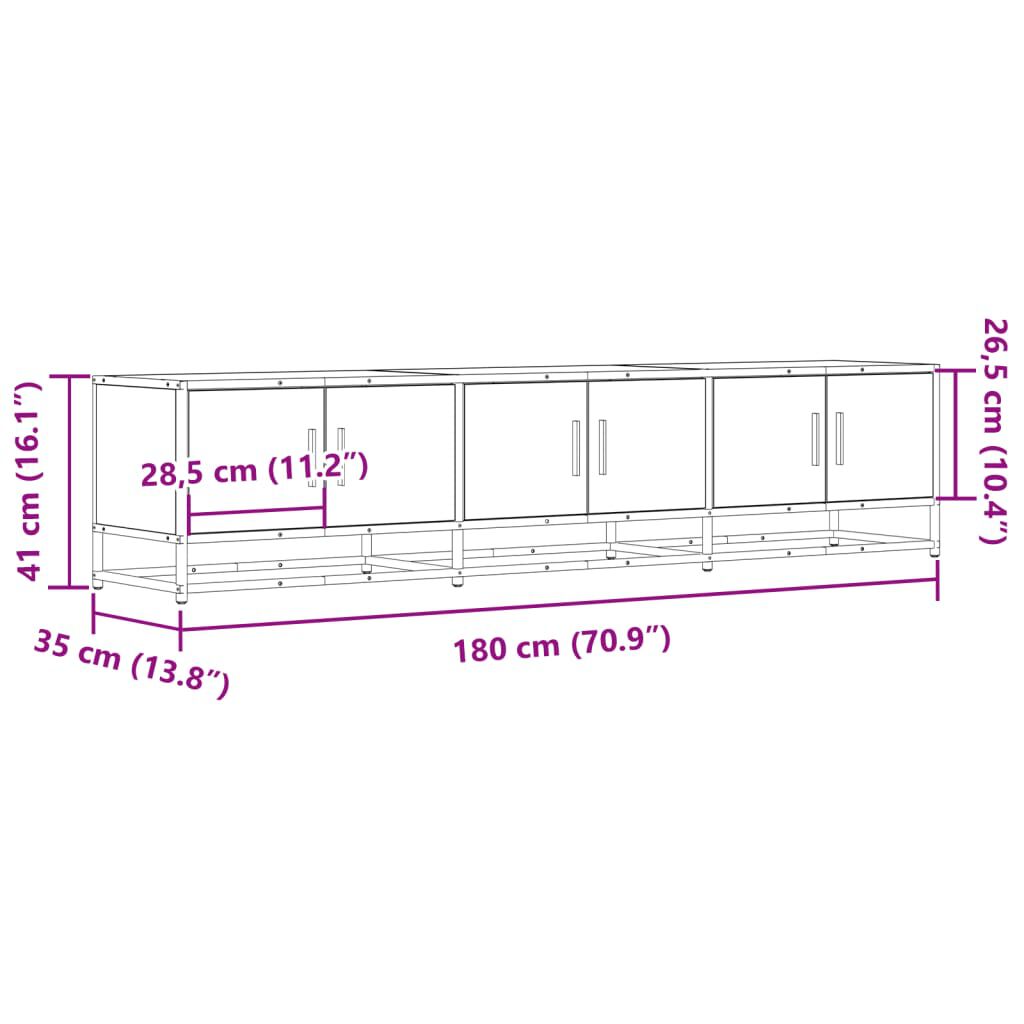 vidaXL Έπιπλο Τηλεόρασης Καφέ Δρυς 180x35x41 εκ. Επεξεργασμένο Ξύλο