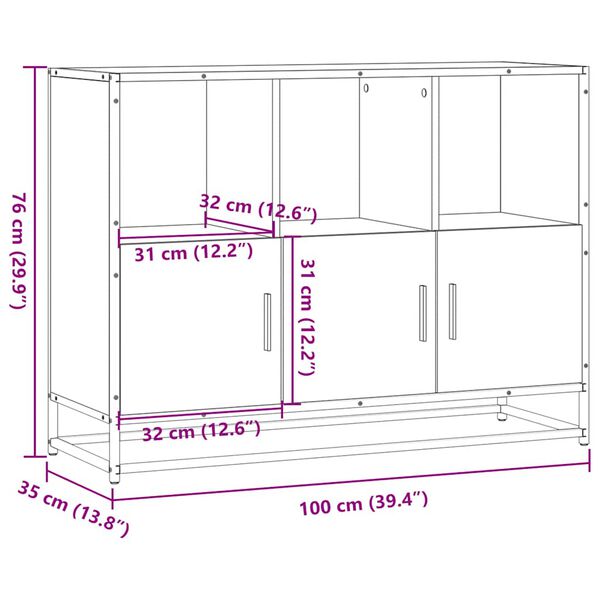 vidaXL Sideboard καφέ δρυς 100x35x76 cm Κατασκευασμένο ξύλο