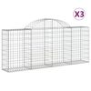 vidaXL Συρματοκιβώτια Τοξωτά 3 τεμ. 200x30x80/100 εκ. Γαλβαν. Ατσάλι