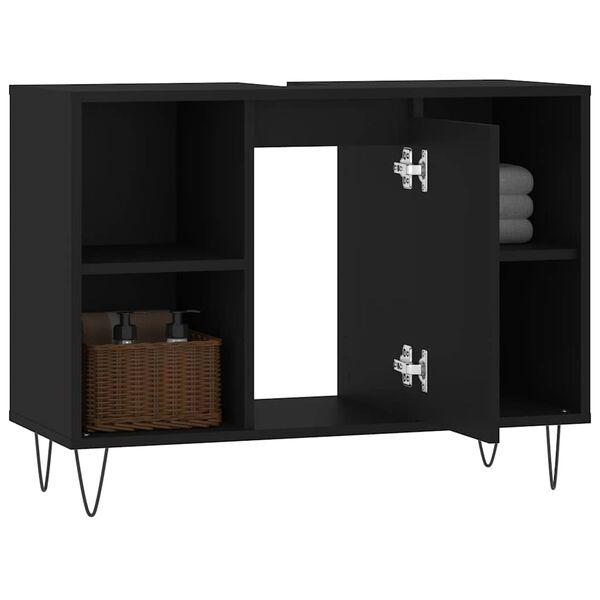 vidaXL Ντουλάπι Μπάνιου Μαύρο 80 x 33 x 60 εκ. από Επεξεργασμένο Ξύλο