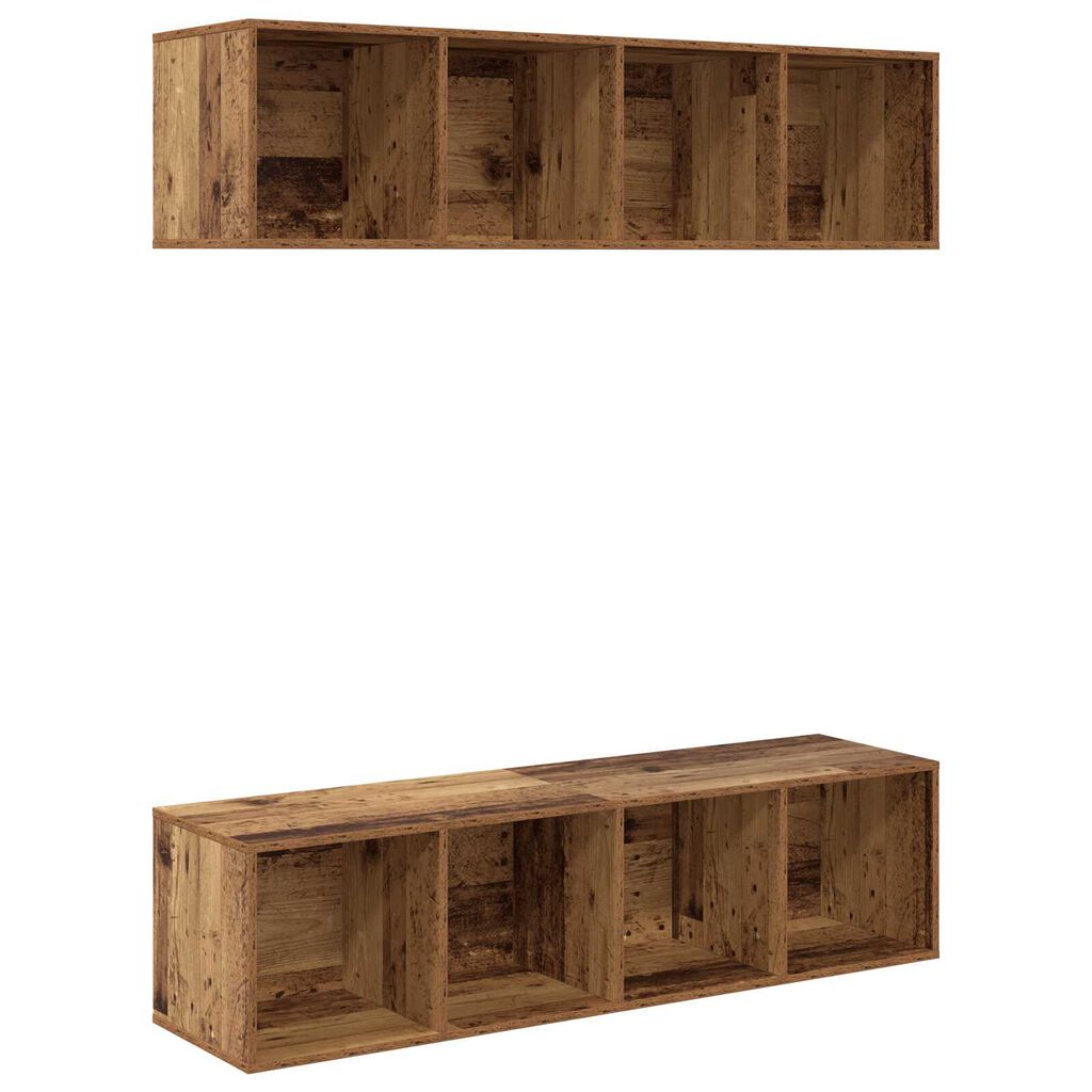 vidaXL Σετ επίπλου τηλεόρασης 2 pcs Παλιό ξύλο 37 x 37 x 142.5 εκ