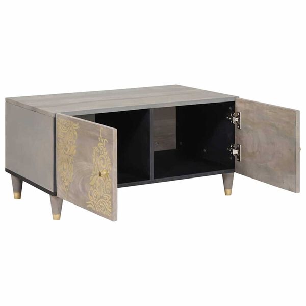 vidaXL Τραπεζάκι σαλονιού Γκρι 80 x 50 x 40 cm Μασίφ ξύλο μάνγκο