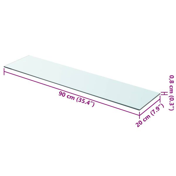vidaXL Ράφι Πάνελ Διάφανο 90 x 20 εκ. Γυάλινο