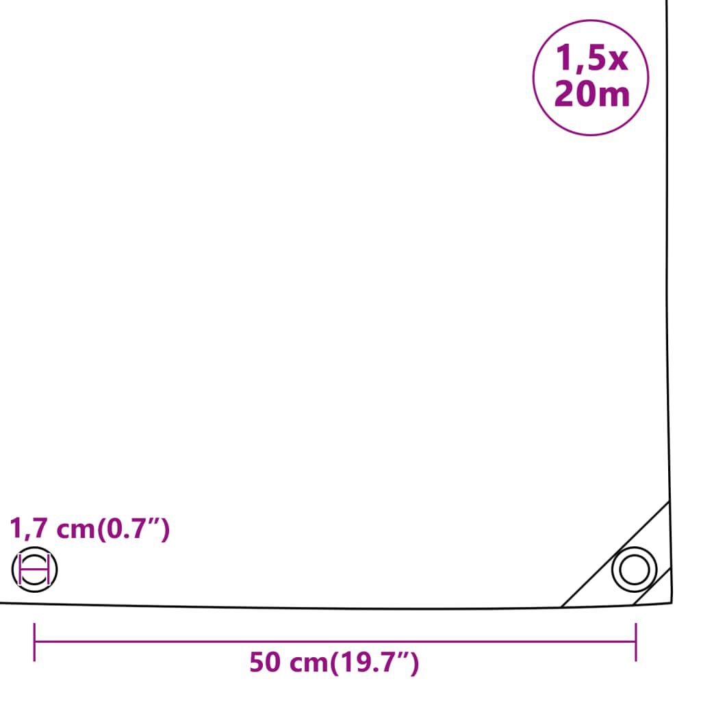vidaXL Μουσαμάς Μαύρος 650 γρ./μ.² 1,5 x 20 μ.