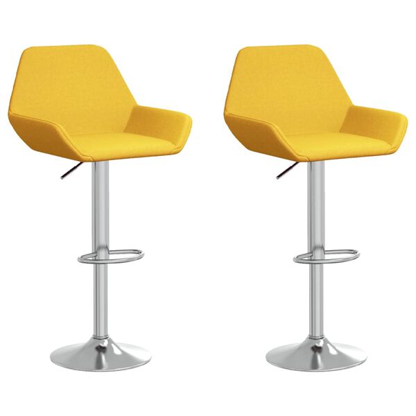 vidaXL Σκαμπό Μπαρ 2 τεμ. Κίτρινο Μουσταρδί Υφασμάτινα
