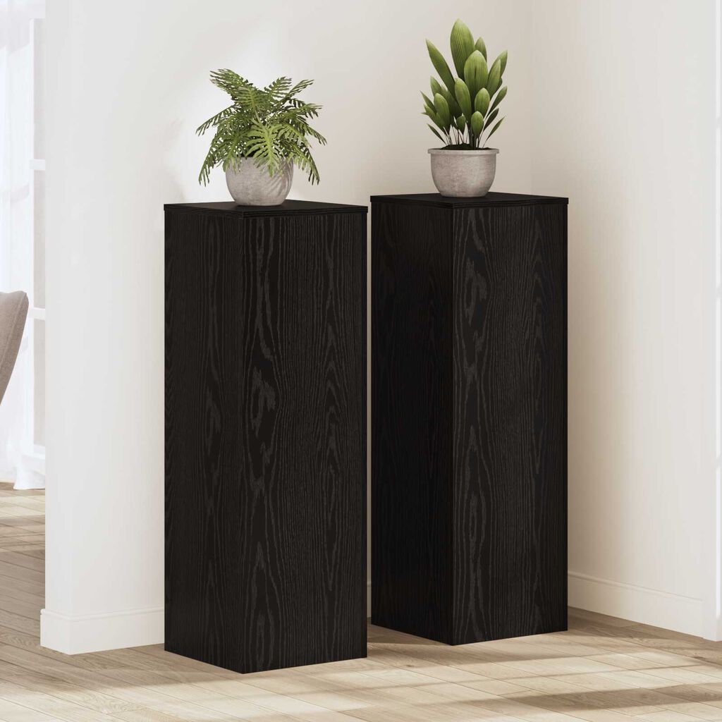 vidaXL Βάσεις Φυτών 2 τμχ Μαύρη Βελανιδιά 33x33x100 εκ. Επεξεργασμένο Ξύλο