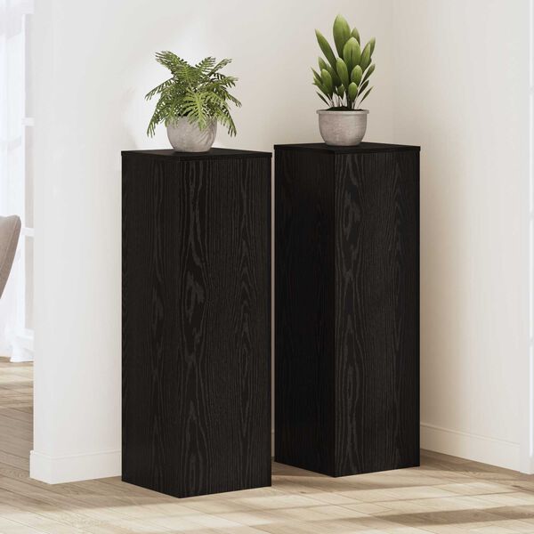 vidaXL Βάση φυτών 2 pcs Μαύρη Οξυά 33 x 33 x 100 cm Επεξεργασμένο ξύλο