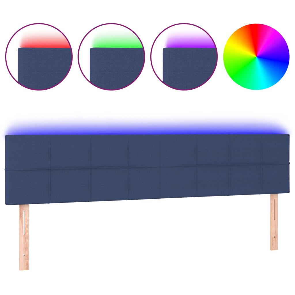 vidaXL Κεφαλάρι Κρεβατιού LED Μπλε 180x5x78/88 εκ. Υφασμάτινο