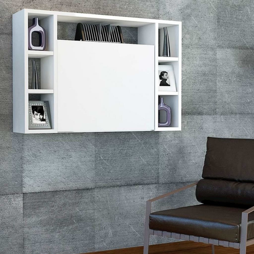 Homemania Επιτοίχιο Πτυσσόμενο Γραφείο Omega Λευκό 90 x 19,5 x 60 εκ.