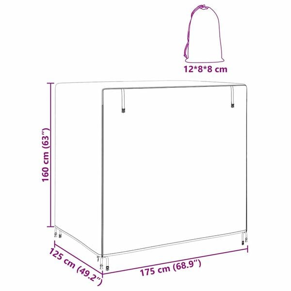vidaXL Κάλυμμα Επίπλων Εξωτερικού Χώρου 175 x 125 x 160 εκ Ύφασμα 210D