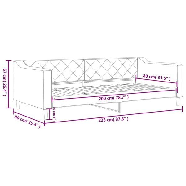 vidaXL Καναπές Κρεβάτι Μαύρος 80 x 200 εκ. Υφασμάτινος