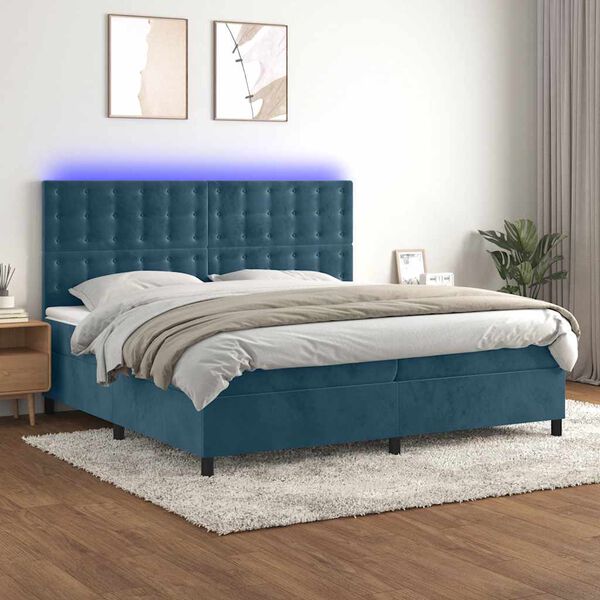 vidaXL &Kappa;&rho;&epsilon;&beta;ά&tau;&iota; Boxspring &mu;&epsilon; &Sigma;&tau;&rho;ώ&mu;&alpha; & LED &Sigma;&kappa;. &Mu;&pi;&lambda;&epsilon; 200x200&epsilon;&kappa;. &Beta;&epsilon;&lambda;&omicron;ύ&delta;&iota;&nu;&omicron;