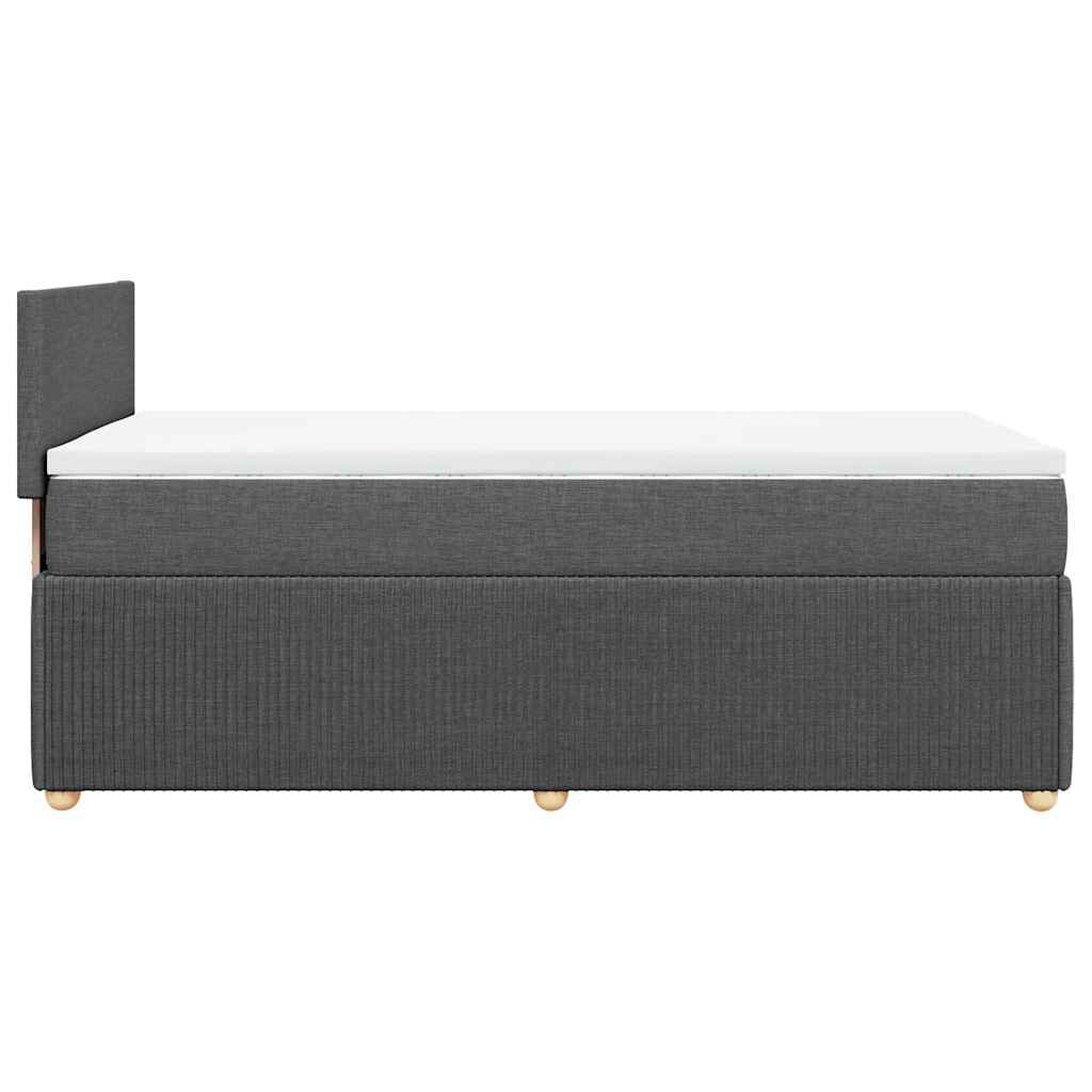 vidaXL Κρεβάτι Boxspring με Στρώμα Σκούρο Γκρι 90x200 εκ. Υφασμάτινο