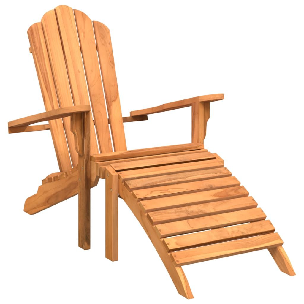 vidaXL Καρέκλα Κήπου Adirondack με Υποπόδιο Μασίφ Ξύλο Teak