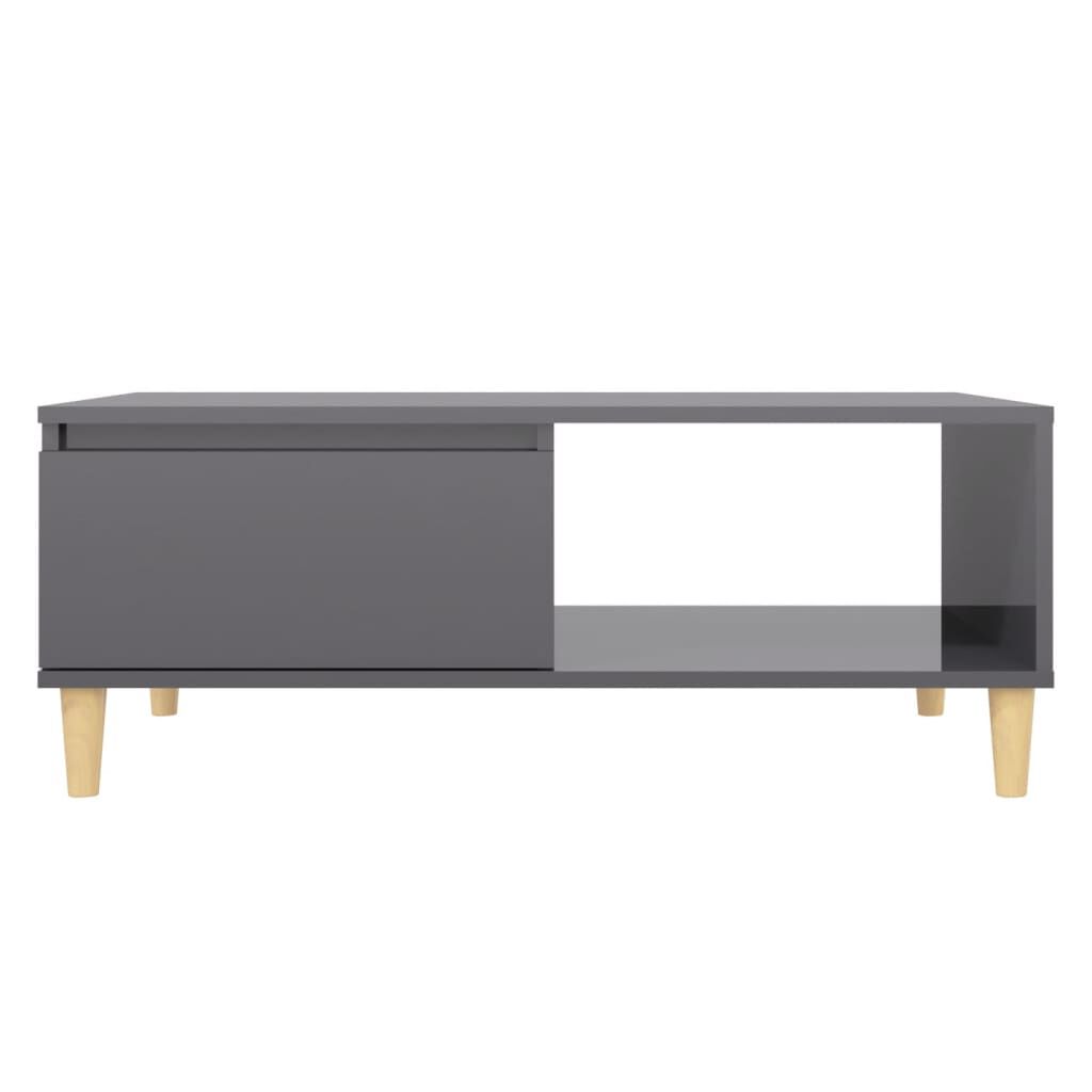 vidaXL Τραπεζάκι Σαλονιού Γυαλιστερό Γκρι 90 x 60 x 35 εκ. Επεξ. Ξύλο
