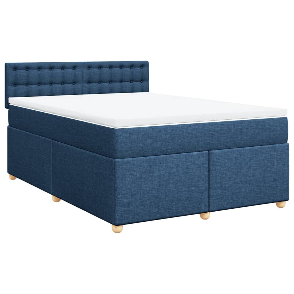 vidaXL Κρεβάτι Boxspring με Στρώμα Μπλε 160x200 εκ. Υφασμάτινο
