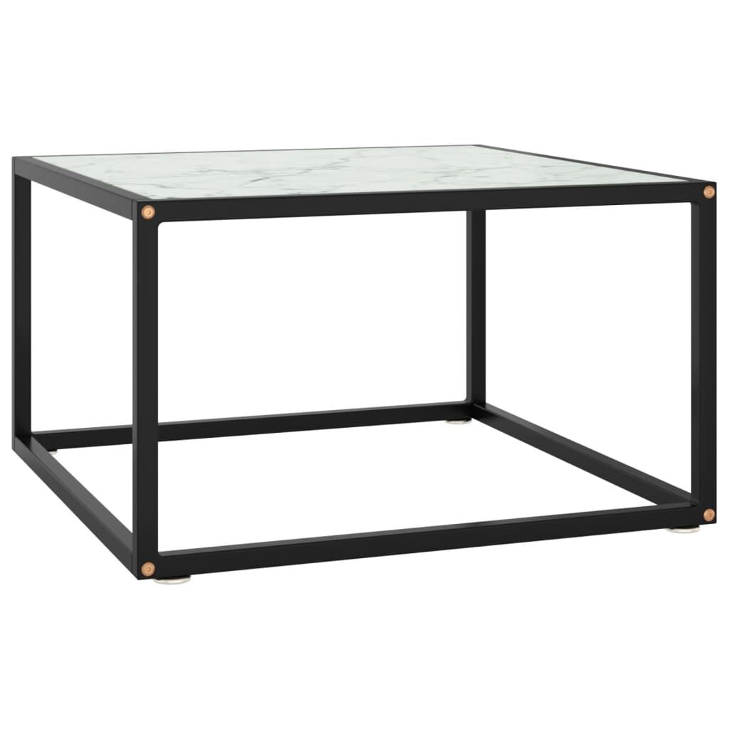 vidaXL Τραπεζάκι Σαλονιού Μαύρο 60x60x35 εκ. Λευκό Γυαλί Όψη Μαρμάρου