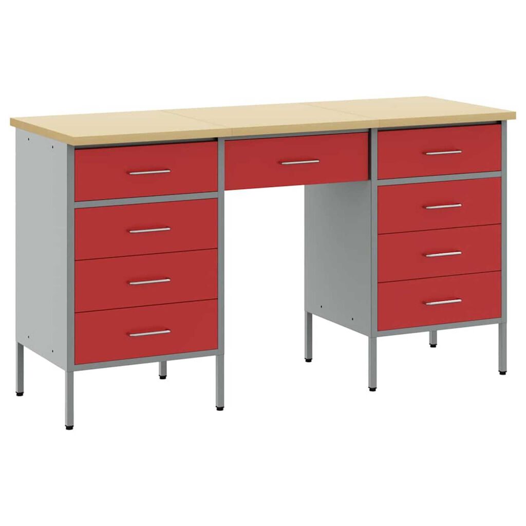 vidaXL Ντουλάπα Εργασίας με συρτάρι 3 pcs Κόκκινο 150 x 55 x 85 εκ