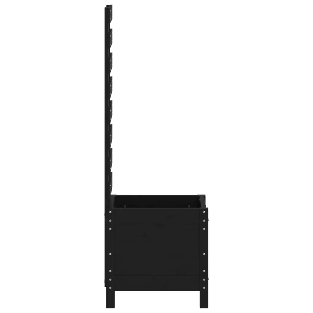 vidaXL Ζαρντινιέρα με Ράφι Μαύρη 39x39,5x114εκ. από Μασίφ Ξύλο Πεύκου