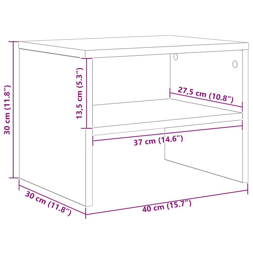 vidaXL Κομοδίνο Καπνιστή βελανιδιά 40x30x30 εκ. από Επεξεργασμένο Ξύλο