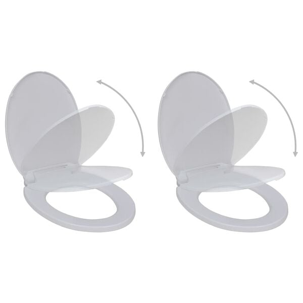 vidaXL Καθίσματα Τουαλέτας με Καπάκι Soft Close 2 τεμ. Λευκά Πλαστικά
