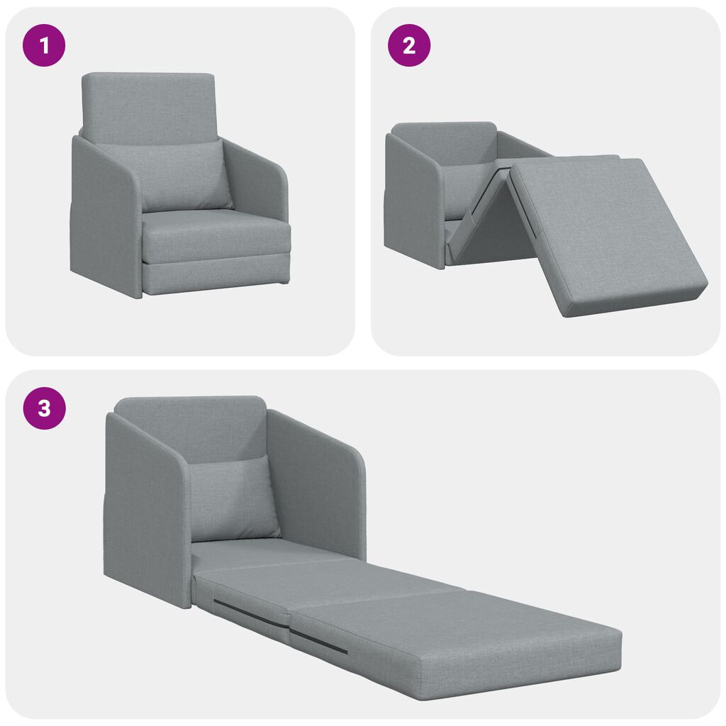 vidaXL Κρεβάτι Καναπές 2-σε-1 Ανοιχτό Γκρι 65x80x83 εκ Υφάσματος