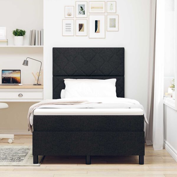 vidaXL Κρεβάτι με ελατήρια με στρώμα Μαύρο 120 x 200 cm ύφασμα