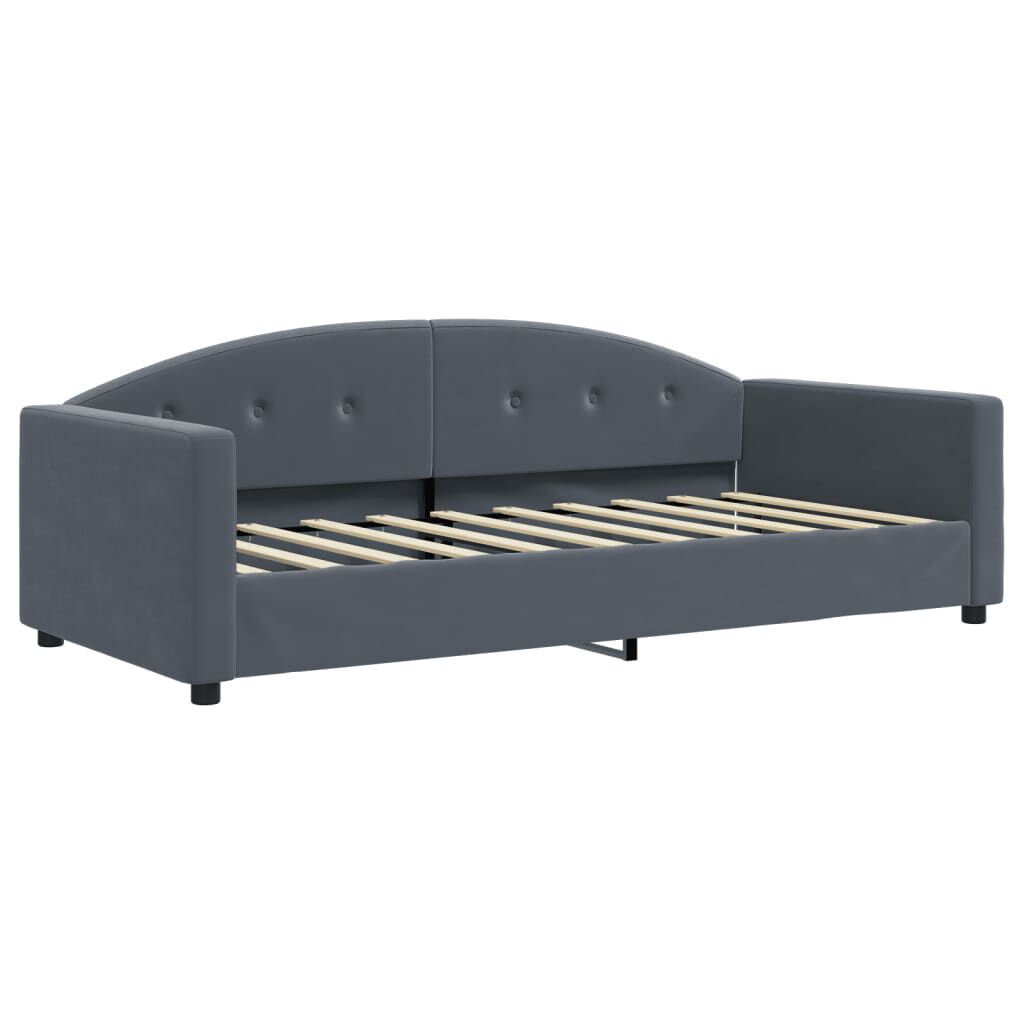 vidaXL Κρεβάτι ημέρας με στρώμα σκούρο γκρι 90x190 cm Βελούδο