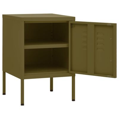 vidaXL Κομοδίνο Πράσινο Λαδί 35 x 35 x 51 εκ. από Ατσάλι