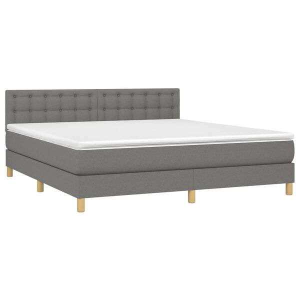 vidaXL Κρεβάτι Boxspring με Στρώμα & LED Σκ.Γκρι 160x200 εκ Υφασμάτινο