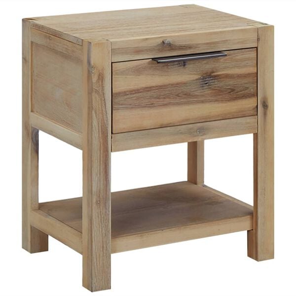 vidaXL Κομοδίνο με Συρτάρι 40x30x48 εκ. από Μασίφ Ξύλο Ακακίας