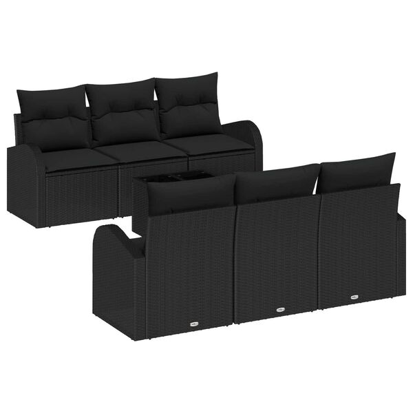 vidaXL Σετ Καναπέ Κήπου 7 pcs Μαύρο 55 x 55 x 37 εκ Πολυ ράταν