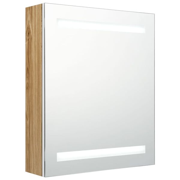 vidaXL Καθρέφτης Μπάνιου με Ντουλάπι & LED Λευκό και Δρυς 50x14x60 εκ.