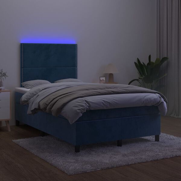 vidaXL &Kappa;&rho;&epsilon;&beta;ά&tau;&iota; Boxspring &mu;&epsilon; &Sigma;&tau;&rho;ώ&mu;&alpha; & LED &Sigma;&kappa;. &Mu;&pi;&lambda;&epsilon; 120x200&epsilon;&kappa;. &Beta;&epsilon;&lambda;&omicron;ύ&delta;&iota;&nu;&omicron;