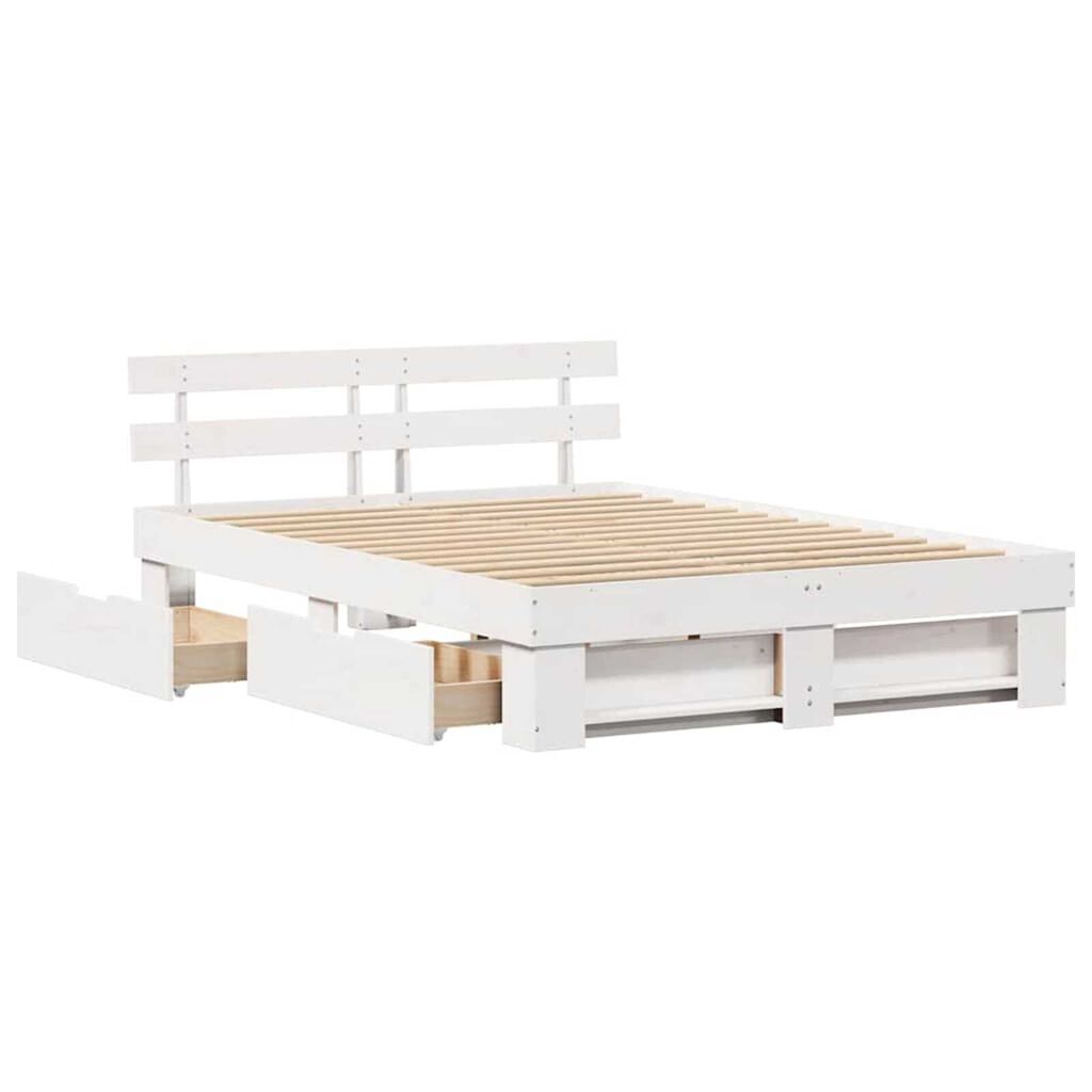 vidaXL Σκελετός Κρεβατιού Λευκό 140 x 200 cm Μασίφ ξύλο πεύκου