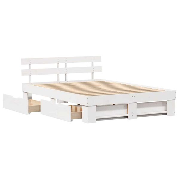 vidaXL Σκελετός Κρεβατιού Λευκό 140 x 200 cm Μασίφ ξύλο πεύκου