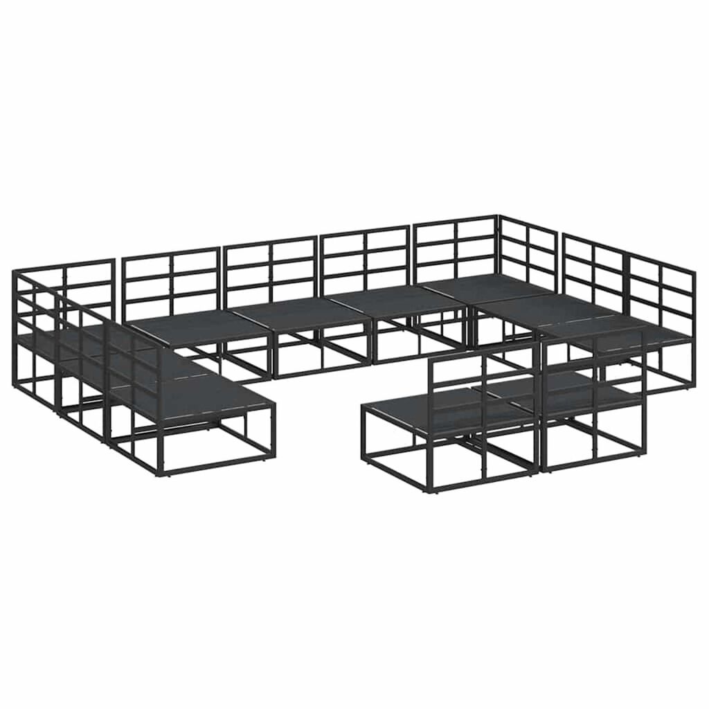vidaXL Σετ Καναπέ Κήπου με μαξιλάρι 11 pcs Μαύρο Αλουμίνιο