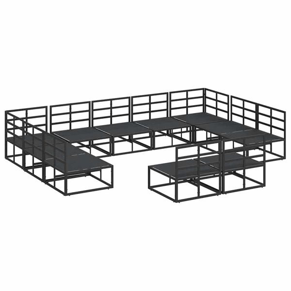 vidaXL Σετ Καναπέ Κήπου με μαξιλάρι 11 pcs Μαύρο Αλουμίνιο