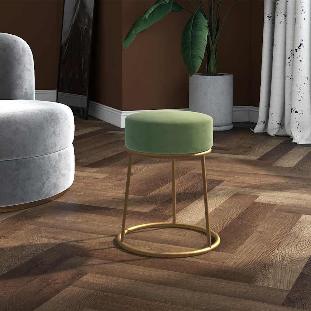 vidaXL Στρογγυλό Σκαμπό Hocker Πράσινο Μουσταρδί Βελούδινο