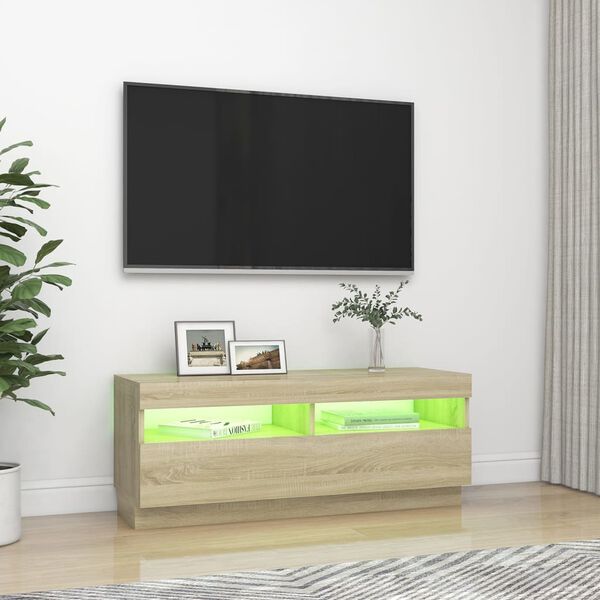 vidaXL Έπιπλο Τηλεόρασης με Φωτισμό LED Sonoma Δρυς 100 x 35 x 40 εκ.